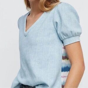 Current Air Laria contrast blue short sleeved top